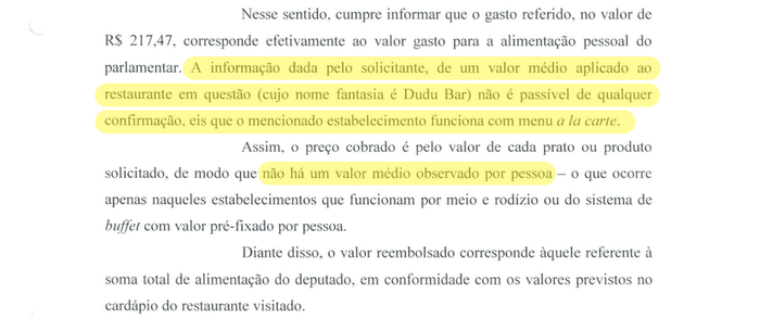 Fonte: Resposta oficial do deputado, via Câmara Federal, Processo nº 100.548/2017, folha 8 (apud Cuducos)